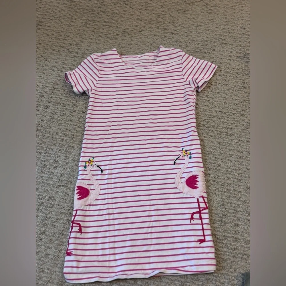 ☃️Striped Pink Flamingo T-Shirt Dress